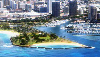 Aerial View of Magic Island Oahu