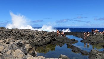 Waves Crashing into Tide Pools Below Makapuu Lighthouse