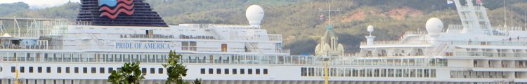 Aloha Tower Barely Visible Above the Lowest Upper Decks of a Modern Cruise Ship